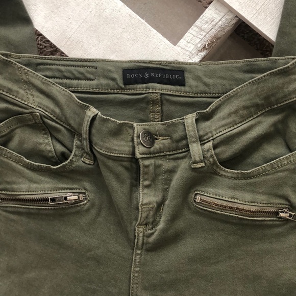 Olive Green Skinny Jeans - Picture 2 of 3